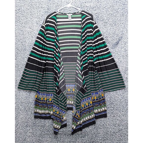 Catherines Cardigan Size 4X Geometric Lightweight Boho Artsy Stretch Open Front - Picture 1 of 10